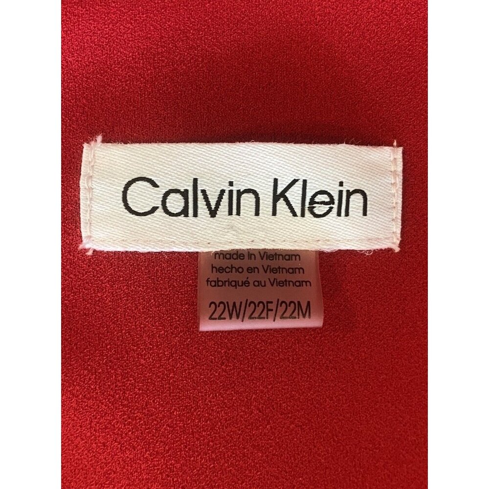 Calvin Klein Sleeveless Crew Neck Attached Cape Carmine Red Knit Dress Size 22W - Picture 6 of 7